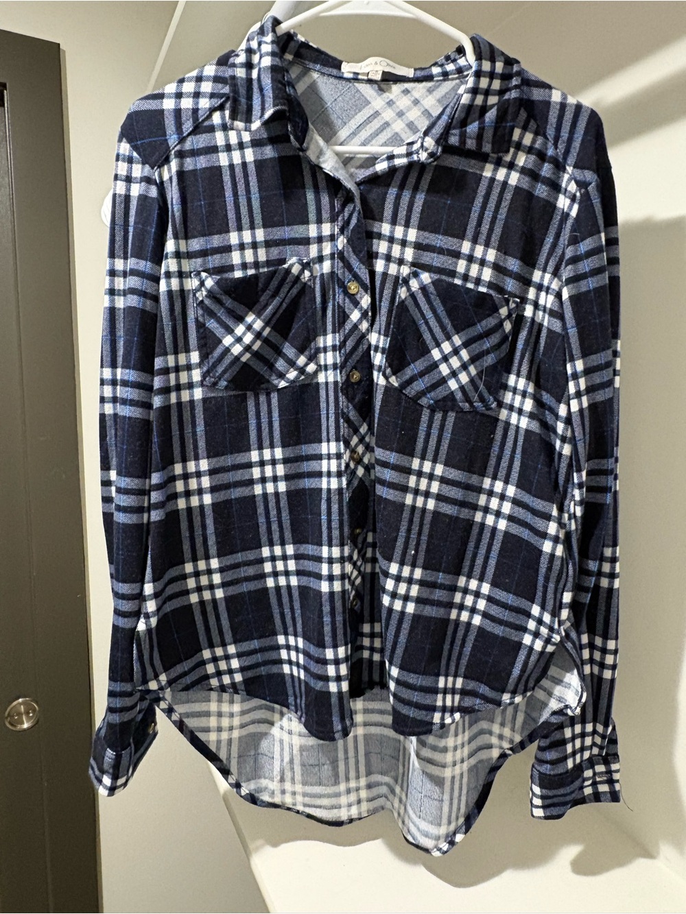 Women’s Blue Plaid Button Down Shirt